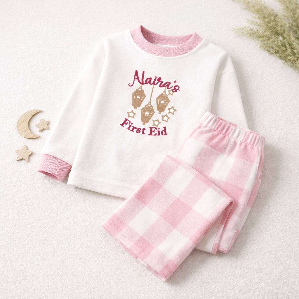 My First Eid Kids Checkered Pyjama Set
