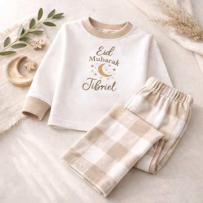 Eid Mubarak Kids Checkered Pyjama Set