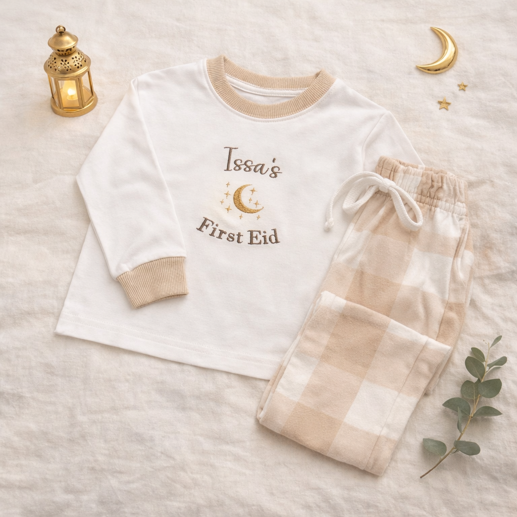 My First Eid Kids Checkered Pyjama Set