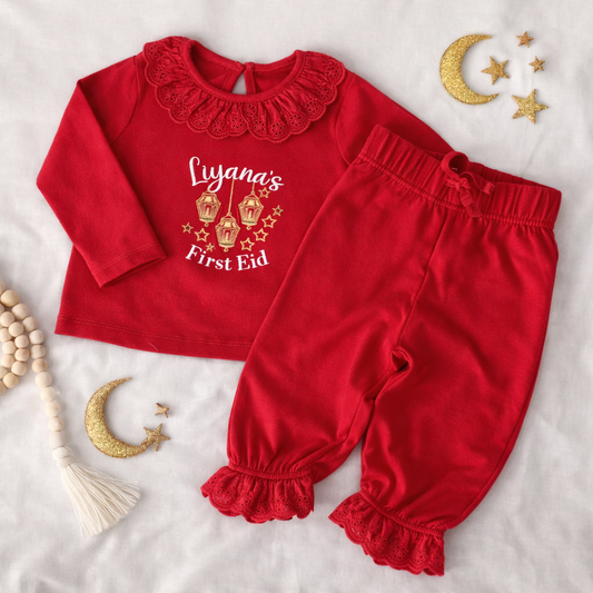 My First Eid Girls Frill Pyjama Set