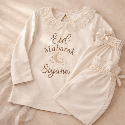 Eid Mubarak Girls Frill Pyjama Set