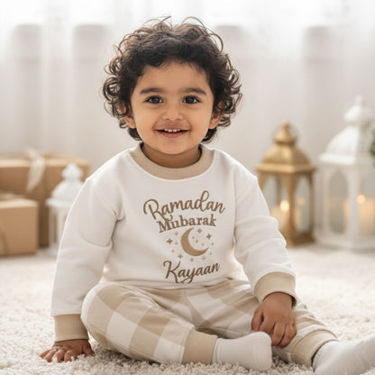 Ramadan Mubarak Kids Checkered Pyjama Set