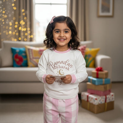 Ramadan Mubarak Kids Checkered Pyjama Set