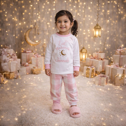 Eid Mubarak Kids Checkered Pyjama Set
