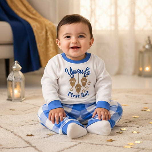 My First Eid Kids Checkered Pyjama Set